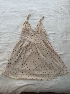 Princess Polly Beige Mini Dress with Red Roses Print
